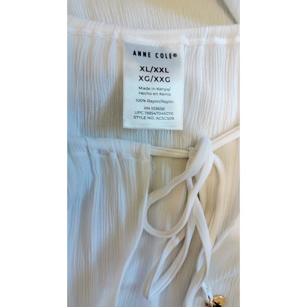 NWOT! Anne Cole V-Neck Lightweight White Beach CoverUp w/Bell Sleeves. XL-XXL - Picture 6 of 7